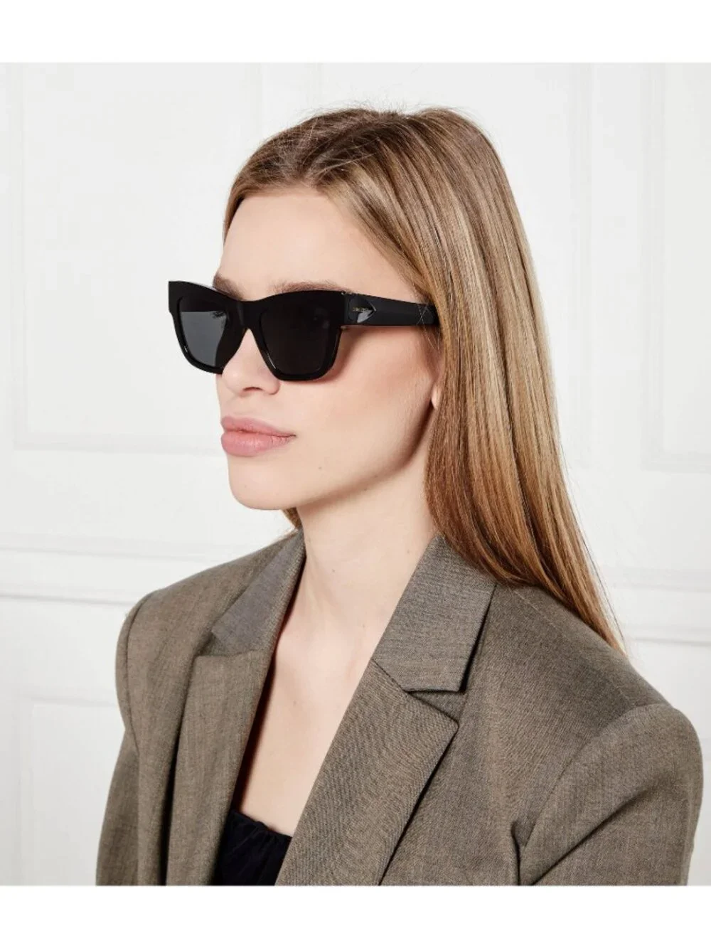 Burberry BE4449 4146/73 Square Sunglasses Check Sand Frame, Grey Lenses